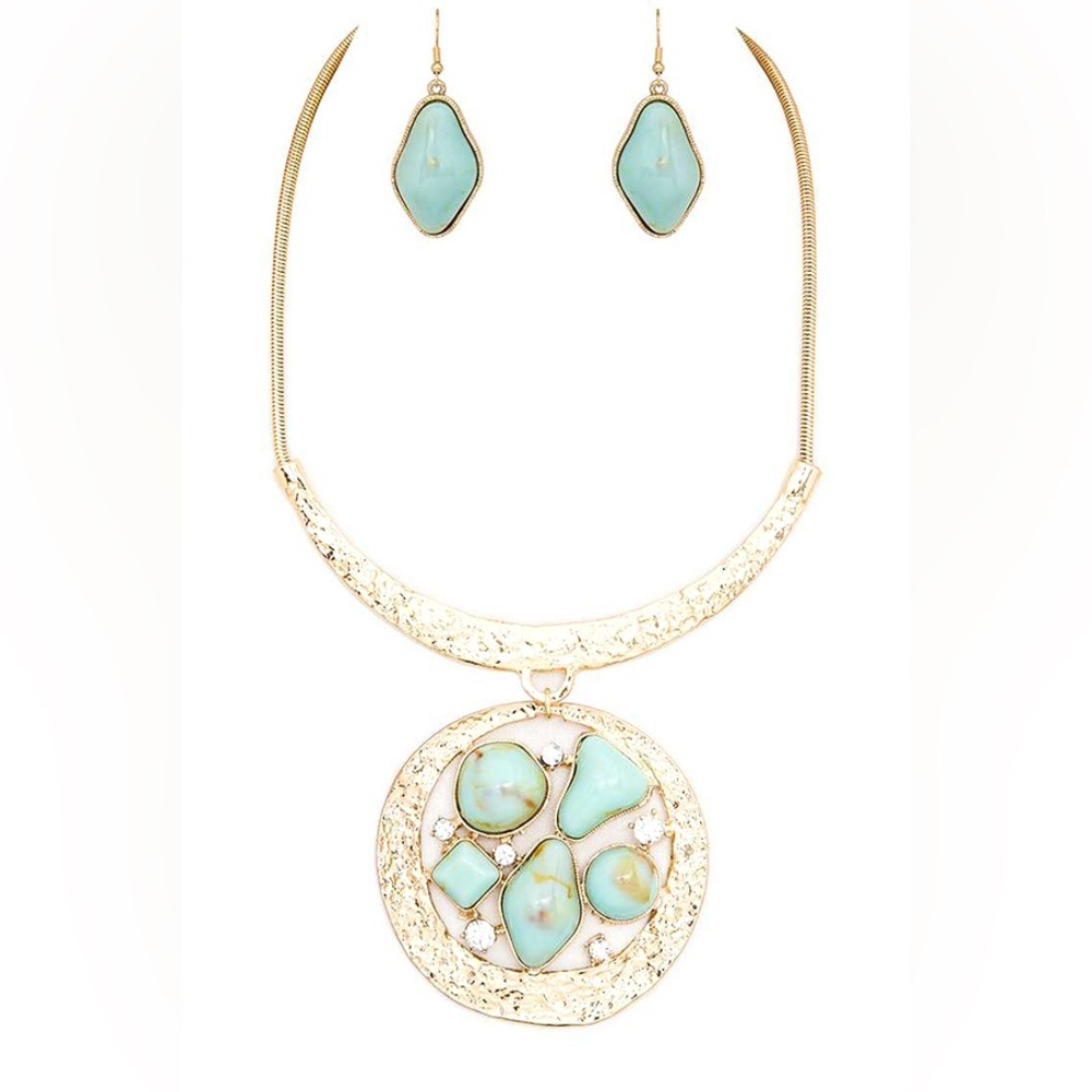 Mix Gem Pendant Statement Necklace